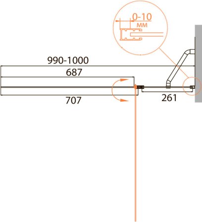 Шторка на ванну Cezares Relax V-11-100/140-P-Bi-R стекло punto 