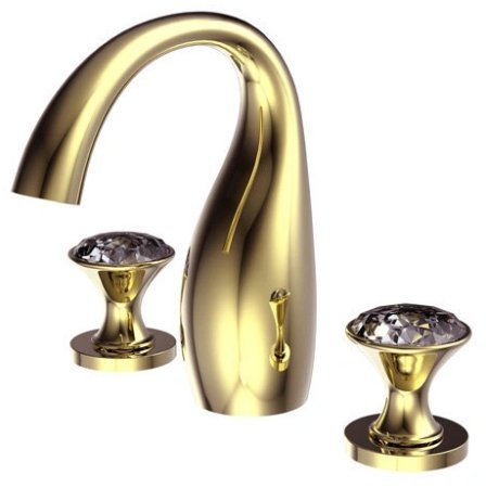 Смеситель для раковины на 3 отверстия Bravat Swan F24287G-ENG, золото 