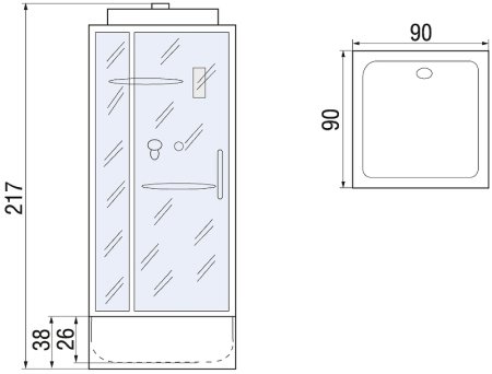 Душевая кабина River Tana 90x90 10000003115 с поддоном 