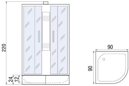 Душевая кабина River Nara Light XL 90x90 МТ Б/К 10000006217 без гидромассажа 