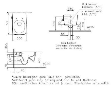Унитаз подвесной Vitra Metropole 7672B003-1684 безободковый, с функцией биде и встроенным смесителем 
