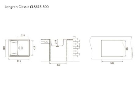 Мойка для кухни каменная Longran Classic CLS 62х50 Терра 