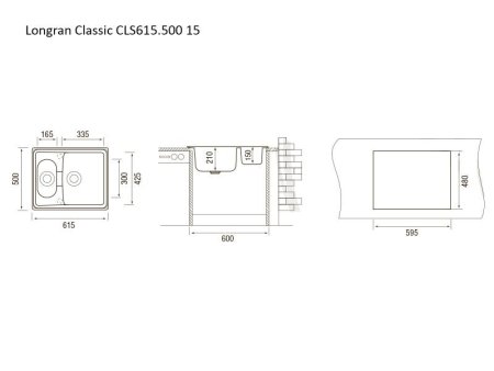 Мойка для кухни каменная Longran Classic CLS 62х50 Терра 