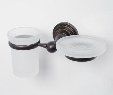 Стакан WasserKRAFT Isar K-7326 с мыльницей, темная бронза 