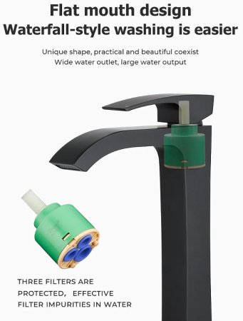 Смеситель для раковины Gappo G07-6 G1007-86 Черный матовый 