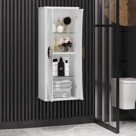 Шкаф пенал Opadiris Ибица 45 00-00003630 подвесной Белый / Золото 