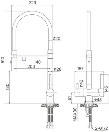 Смеситель для кухни IDDIS с фильтром и гибким изливом, черный матовый, Ace (ACEBLFFi05) 