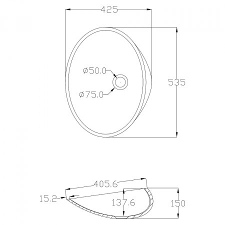 Раковина-чаша Abber Stein 54 AS2616 Белая матовая 