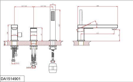 Смеситель D&K на борт ванны Bayern.Liszt (DA1514901) 