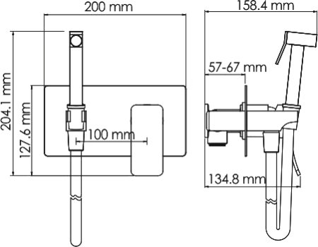 Гигиенический душ WasserKRAFT Aller 10638 со смесителем, С ВНУТРЕННЕЙ ЧАСТЬЮ 