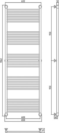 Полотенцесушитель водяной Сунержа Богема+ 190x60 прямая 