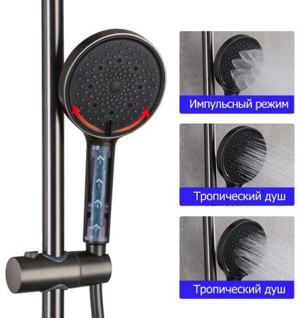 Душевая система Frap F24011-9 Оружейная сталь 