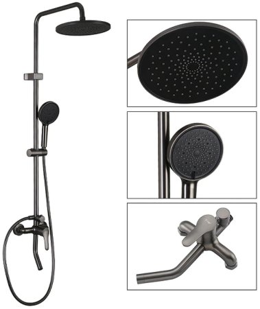 Душевая система Frap F24011-9 Оружейная сталь 