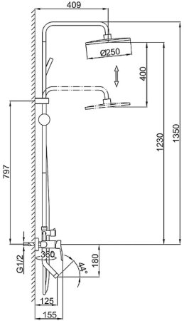Душевая система Frap F24011-9 Оружейная сталь 