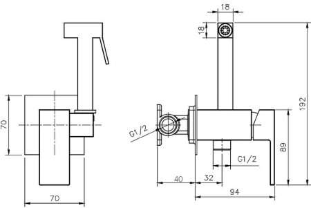 Гигиенический душ со смесителем Rush Thira TR3635-99Black Черный матовый 