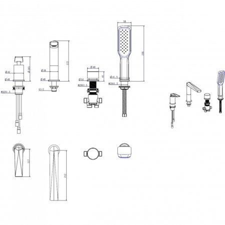 Смеситель на борт ванны Boheme Venturo 370-B Черный Хром 