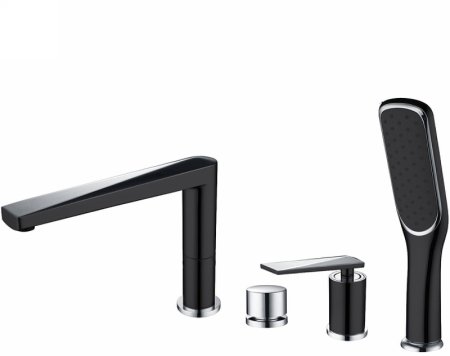 Смеситель на борт ванны Boheme Venturo 370-B Черный Хром 