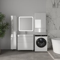 Тумба напольная STYLELINE "Атлантика 80", Люкс Плюс белый глянец с раковиной Атлантика 80