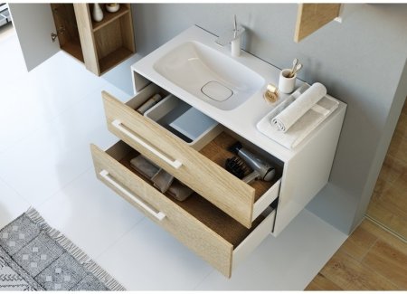 Тумба под раковину Aqwella 5 Stars Майами 90 Mai.01.09/L Дуб сонома Белая 