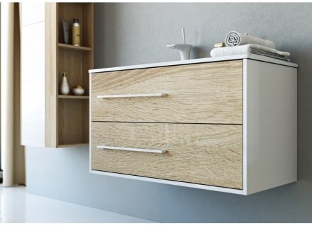 Тумба под раковину Aqwella 5 Stars Майами 90 Mai.01.09/L Дуб сонома Белая 