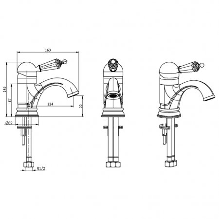 Смеситель для раковины Boheme Imperiale Presente 321 Золото 