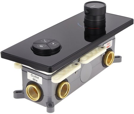 Душевая система ALMAes Ebro TVZ-8801 с термостатом Черная матовая 