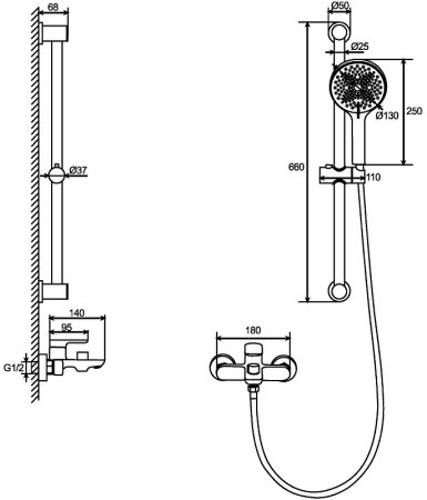 Смеситель для ванны Black&White Universe UK8303B 8303BUK Черный матовый 