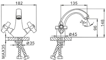 Смеситель для раковины Frap H18 F1018 Хром 