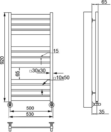 Полотенцесушитель водяной Ника Modern ЛМ-7 100/50, белый матовый 