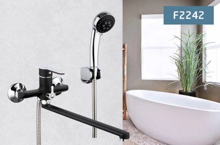 Смеситель для ванны Frap H42 F2242 универсальный Черный матовый Хром 