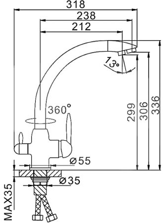 Смеситель для кухни Frap H99 F4399-4 Бронза 