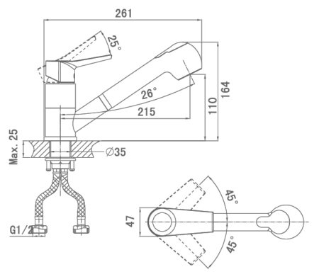 Смеситель для кухонной мойки D&K Mosel Rhein DA1262501 с вытяжной лейкой 