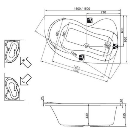 Ванна Ravak Rosa 95 160x95 L C571000000 Левая 