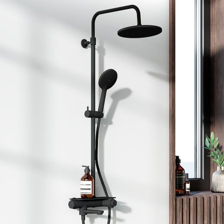 Душевая система Damixa Jupiter 977760300 с термостатом Черная матовая 