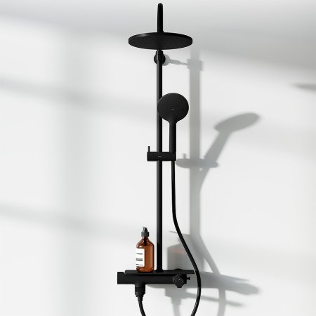 Душевая система Damixa Jupiter 977760300 с термостатом Черная матовая 