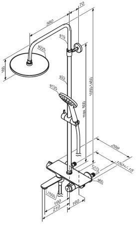 Душевая система Damixa Jupiter 977760300 с термостатом Черная матовая 