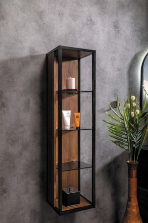 Пенал Armadi Art Loft высокий dark wood полки стекло 896-D 