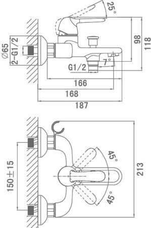 Смеситель D&K Ambrosius Rhein DA1343201 для ванны с душем 
