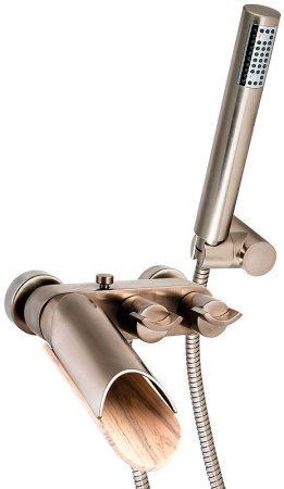 Смеситель для ванны Paini Morgana 73PW105LH Никель Светлый дуб 