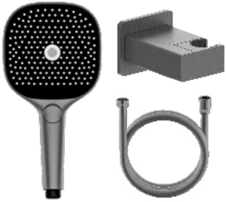 Лейка для душа с держателем и шлангом Raglo R476.41.09, графит 