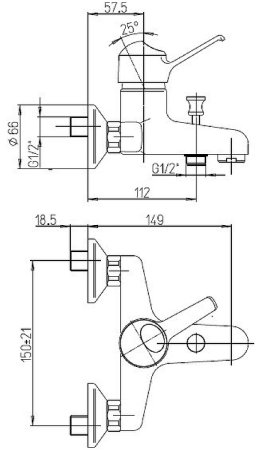 Смеситель для ванны Paini Creta 30CR111R2LMKM Хром 