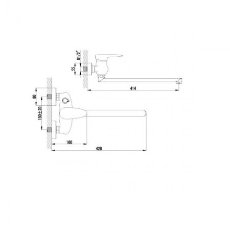 Cмеситель для ванны HANSEN H22005 Хром 