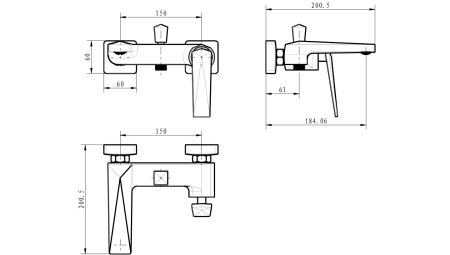 Смеситель для ванной Boheme Venturo 383 золото 