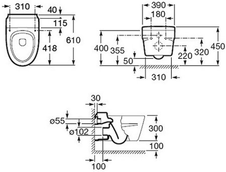 Биде Roca Khroma 357655000 подвесное Белое 