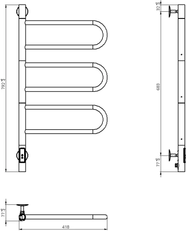 Полотенцесушитель электрический Vincea VTD-1R2CE 44x80 хром 