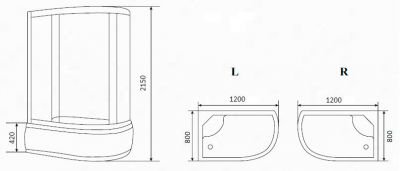 Душевая кабина Timo TE-0720 L 120х80 см высокий поддон 