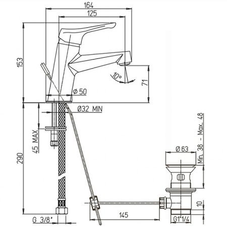 Смеситель для раковины Paini Bios 05CR211LMKM Хром 