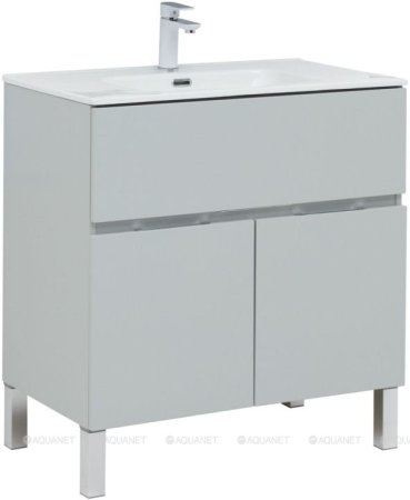 Тумба с раковиной Aquanet Алвита New 80 1 ящик, 2 дверцы, серый 