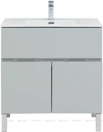 Тумба с раковиной Aquanet Алвита New 80 1 ящик, 2 дверцы, серый 