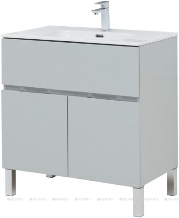Тумба с раковиной Aquanet Алвита New 80 1 ящик, 2 дверцы, серый 